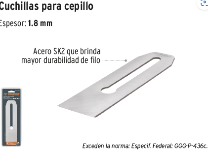[CM-12033] 12033🈴CUCHILLA PARA CEPILLO DE CARPINTERO # 4 Y # 5, TRUPER 